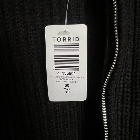 Torrid Shaker Stitch Cardigan Zip Sweater in Deep Black - Picture 10 of 10
